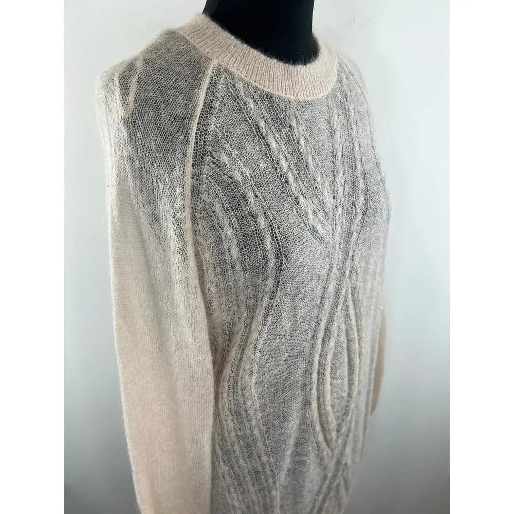 & Other Stories Ivory Mohair Wool Long Sleeve Round Neck Tunic Women's Sweater S